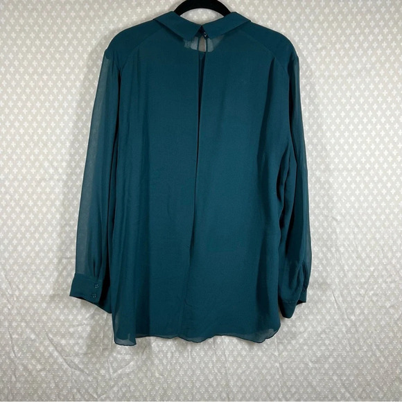 Aritzia Wilfred Blue Green Silk Long Sleeve Open Back Top - Picture 5 of 7